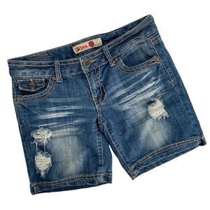 1st Kiss Blue Distressed Denim Jean Bermuda Shorts in Size Youth 7